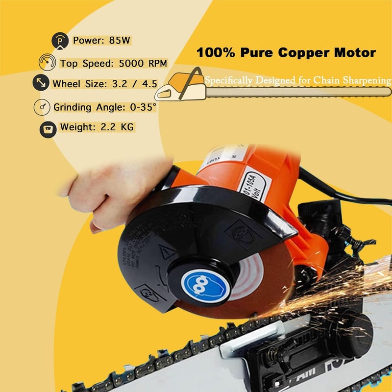 KonKell Clamp-On Electric Chainsaw Chain Sharpener, Portable Chain Grinding Tool, Electric Chainsaw Sharpener Jig Kit, 110v - Image 2